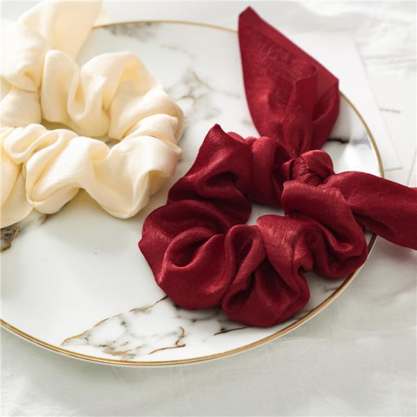 Streamer headband tassel knot colonic fabric solid color rabbit ear scrunchie hair accessories satin headdress bridal