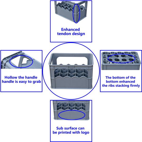 Plastic Beer Bottle Crate 15 Bottles Wholesale Stackable Turnover Storage Plastic Beer Crates 12/15/20/24/40 Bottles Green/Black/Blue/Red Mesh Style