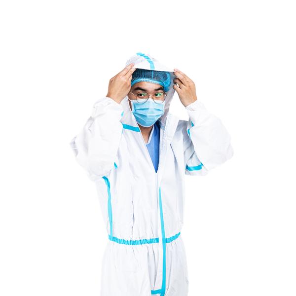 Белые Microporous медицинские Scrub одевают устранимый Coverall с костюмами вируса клобука анти-