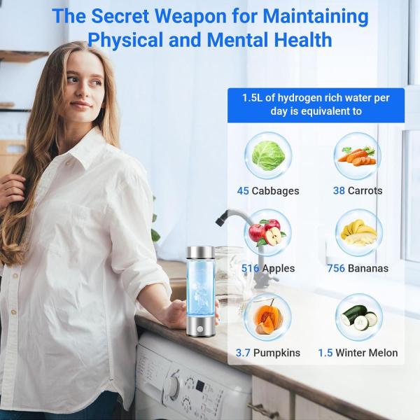 Оптовая продажа SPE PEM USB перезаряжаемый портативный H2 богатый водородный генератор Стеклянная бутылка с водяным термосом