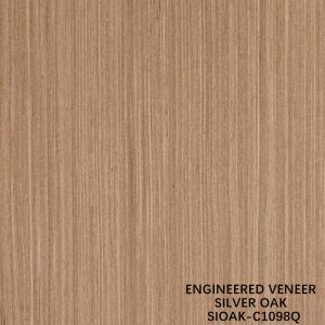 Placage de bois d'ingénierie, coupe quartier de chêne argenté, épaisseur de feuille 0,4 mm, pour façade de meuble SOAK-1098Q/1157Q/1235Q/1260Q/1376Q