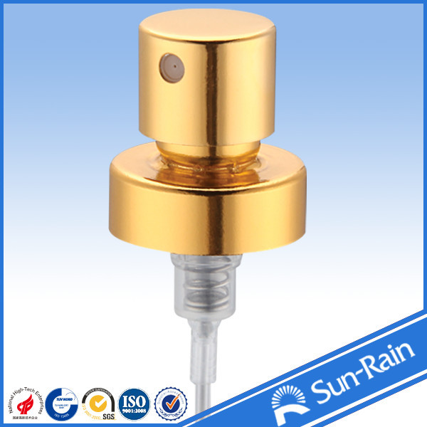 Gold shiny aluminium Perfume Pump Sprayer , plastic spray pump