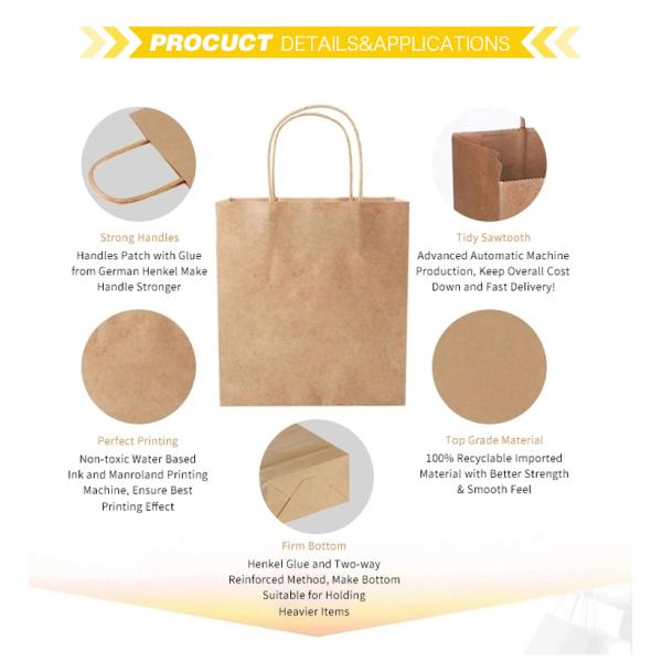 Ручная работа Низкий MOQ Разлагаемый Сильный Милый Малый Подарок Конфеты Kraft Paper Bag Для вечеринок