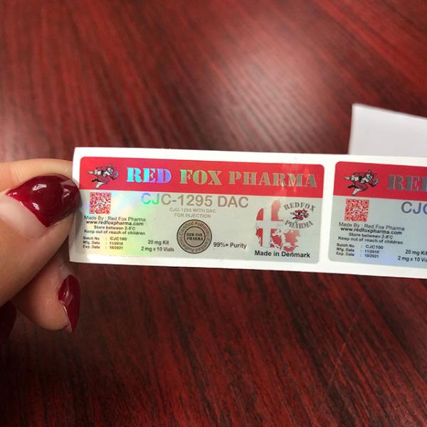 Holographic 10ml Vial Labels 60x30mm For vial Bottle