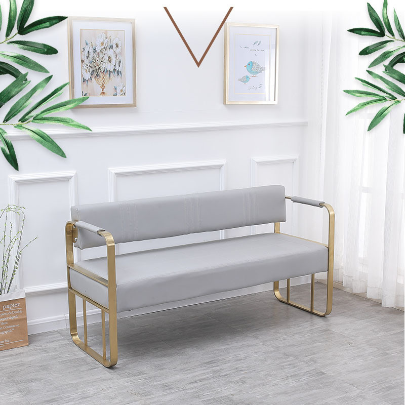 Modern Living Room Furniture Sofa Set with Single Leather Long Bench and Metal Sectional
