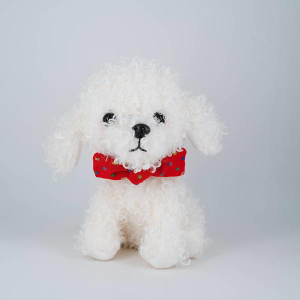 Realistic White Toy Poodle Stuffed Animal Handcrafted Lifelike Standing Dog Plush