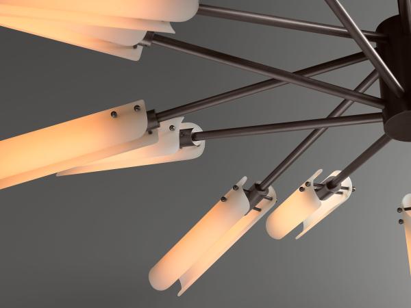 Adjustable Height Brass Copper Circular Chandelier with UV Printing