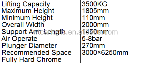 Elevador de carro hidráulico de solo oculto para veículos de 3500 kg