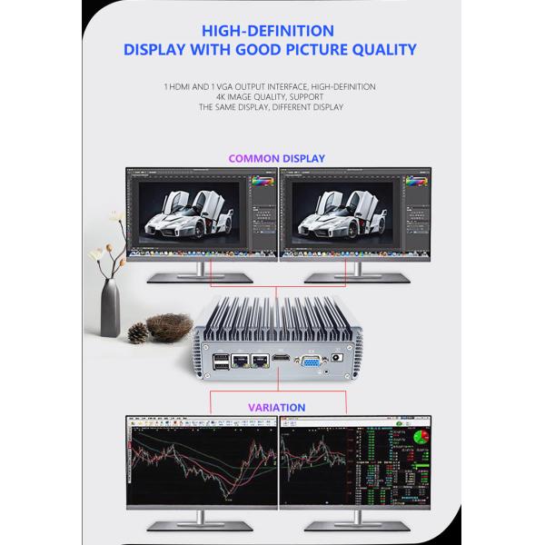 Pocket Desktop Mini Computer Celeron J4125 I5-4200U 4core DDR4 Dual LAN HD VGA 6RS232