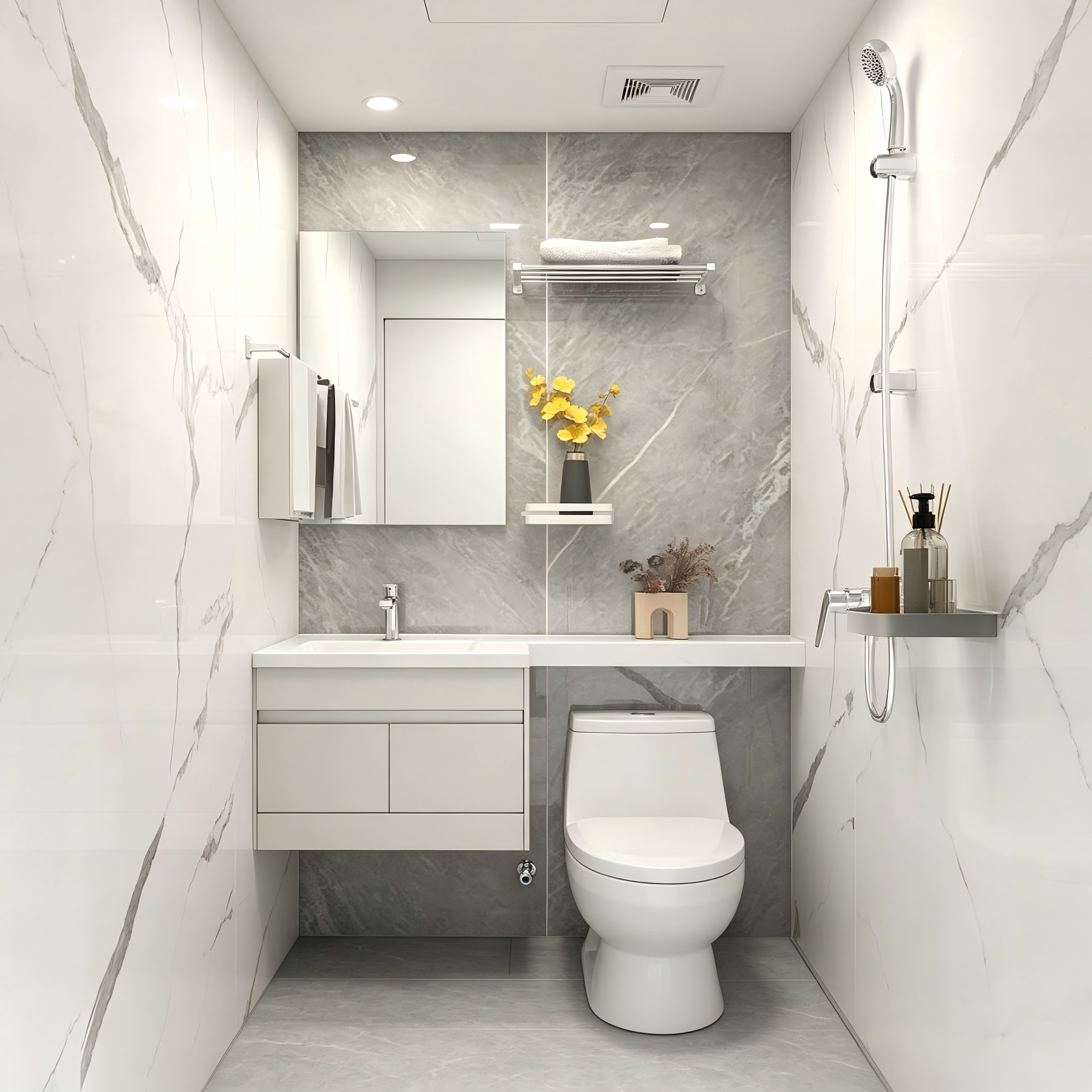 Impact Resistant Heat Resistant Modular Toilet Shower Units Seamless Prefab Shower Room With Toilet