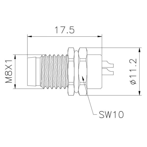 M8.jpg PIN соединителя 3 3A 60V TPU GF M8 водоустойчивый паяя PCB