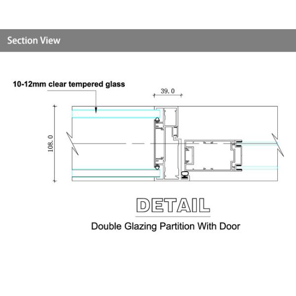 Акустическая стеклянная перегородка без рамы 90 мм 108 мм