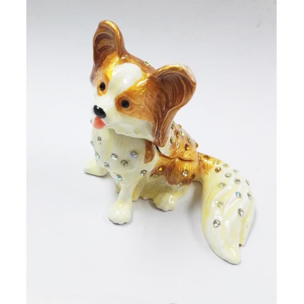 New product animal dog Metal Rhinestone Jewelry Box cheap trinket box