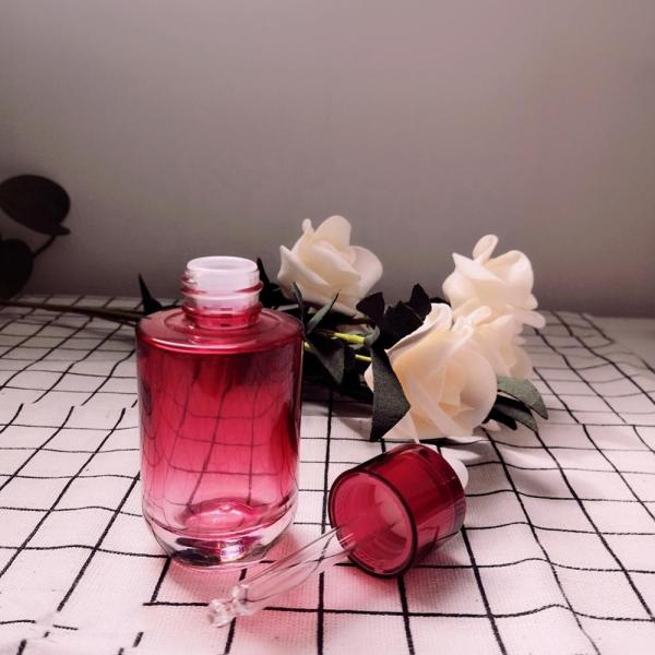 50ml Luxury Pink Essential Oil / Essence Glass Dropper Bottle For Cosmetic