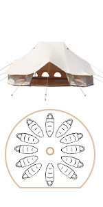 Outdoor Camping Retro Tent, Luxury Glamping Tent Waterproof Canvas Tents for Family Camping Outdoor Hunting Party