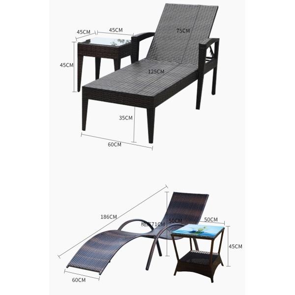 Outdoor Wicker Sun Lounger Patio Poolside Beach Waterproof Sun-Resistant Rattan Sofa Lounge Chair