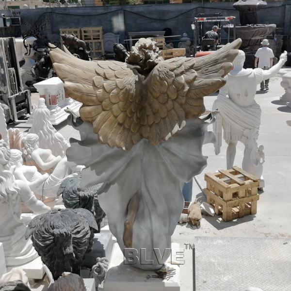 BLVE Bronze Beautiful Angel Statue Life Size Winged Woman Fairy Brass Sculpture Large Garden Decoration
