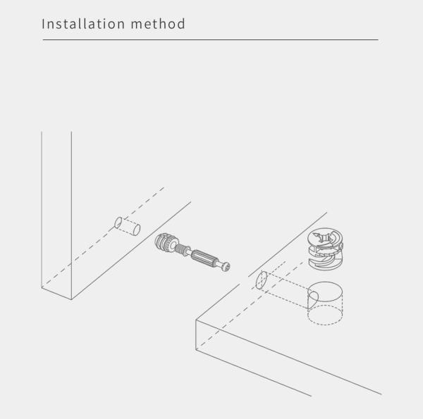 36mm Minifix de aço para espalhamento de parafusos com dowel, conector de móveis para móveis planos