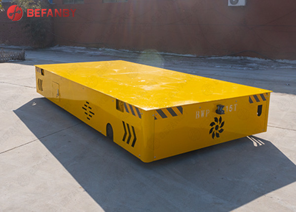 Flexible Motorised Trolleys Carts , Steerable Trackless Battery Transfer Cart On Cement Floor