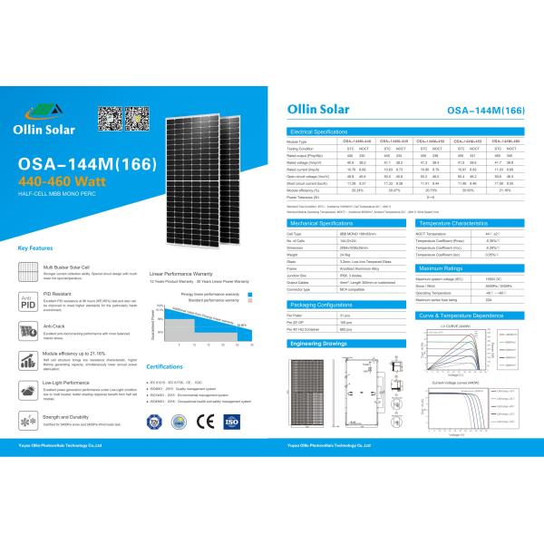 С панели солнечных батарей 400W 450W 500W 540W решетки двойной стеклянной Monocrystalline