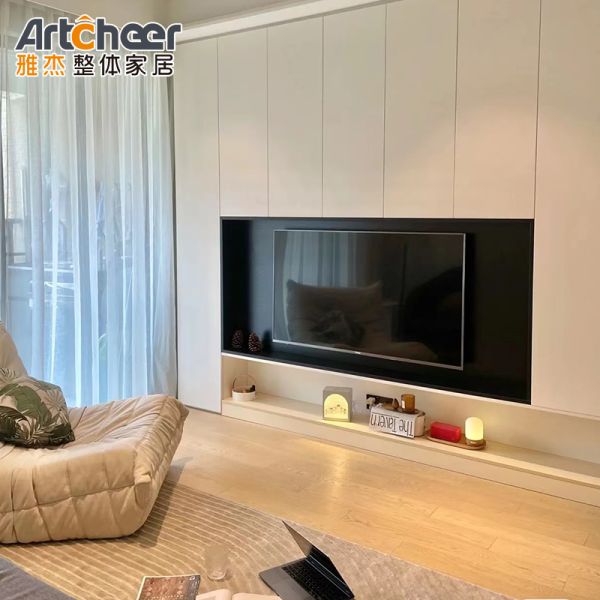 Modern Stylish TV Cabinet with Fireplace Insert and Customized Size Wall Mounted Stand