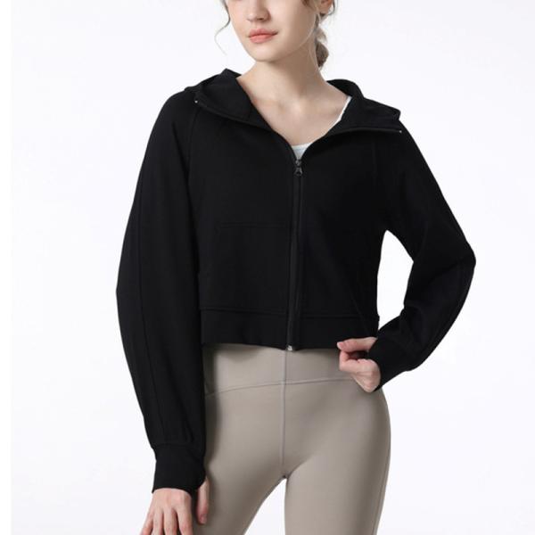 Куртка молнии черных женщин спорт йоги верхних изготовленных на заказ идущая быстро сухая