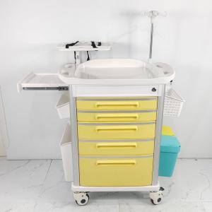 5 Drawers Trauma Cart With Ergonomic Handles , Hospital Emergency Trolley