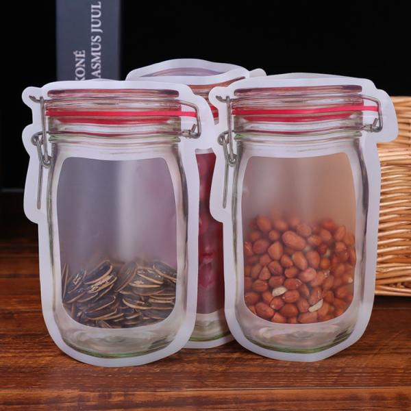 Resealable Snack Food Packaging Bags With Shaped Design , Stand Up Mylar Bags For Food Storage