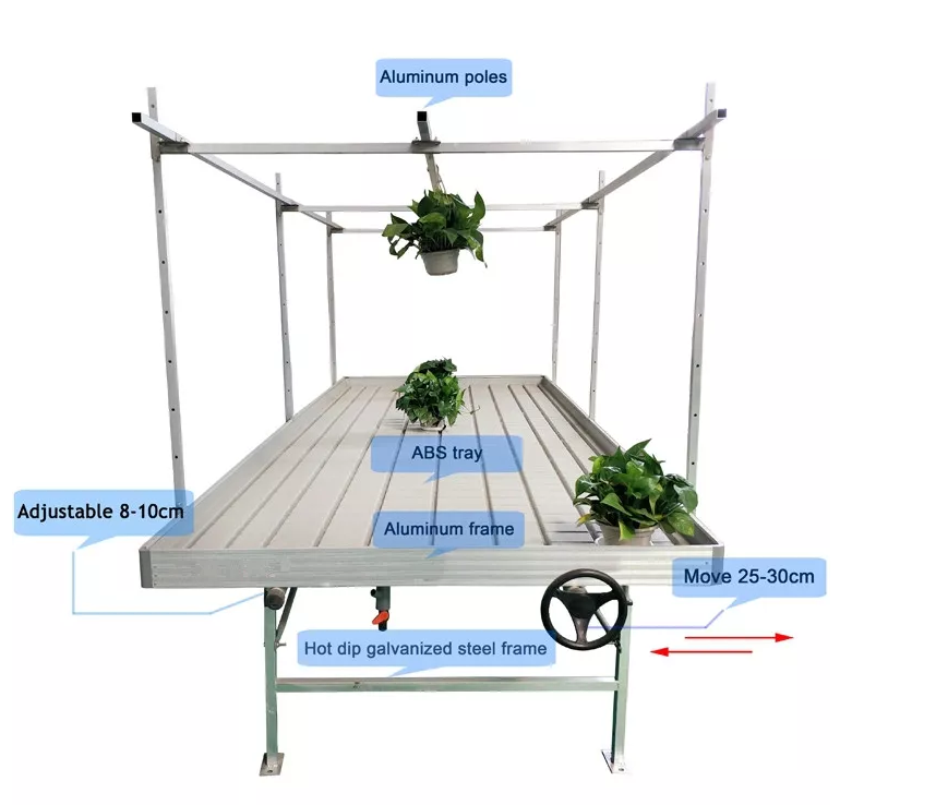 Пластиковый Суд Hydroponic растет таблица завальцовки парника кровати растя