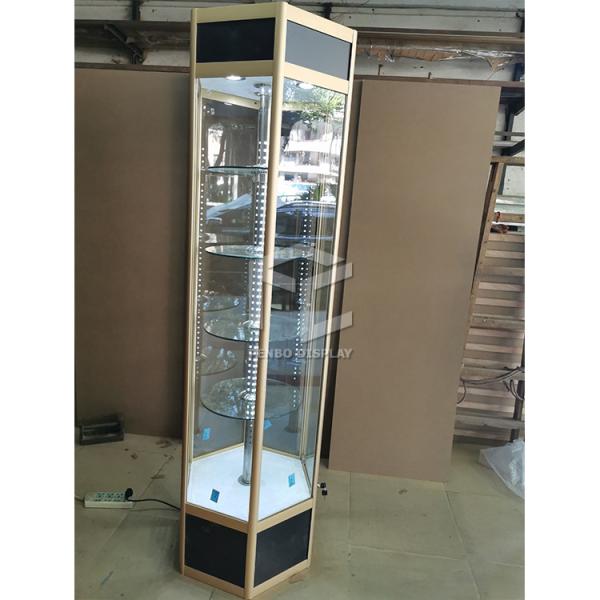 OEM de vidro sextavado da liga do titânio da mostra da exposição da torre de 300*300*2000mm