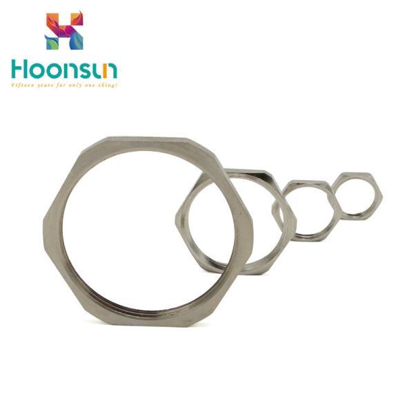Metallic Standard Hex Lock Nut Nickel Plated Brass For Tightening Cable Gland