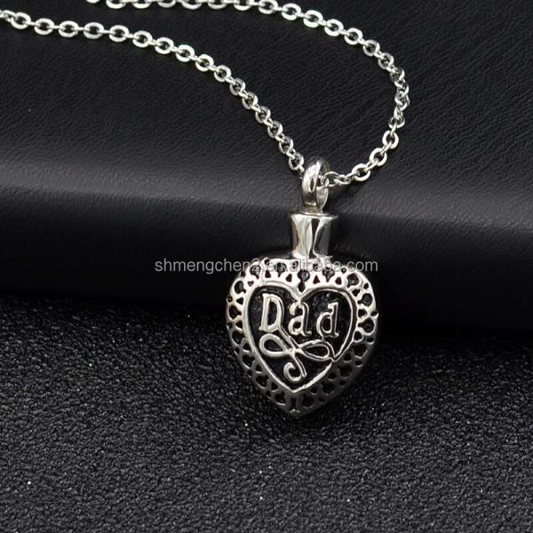 Heart Shape Urn Necklace for Ashes Cremation Jewelry Keepsake Dad Memorial Pendants