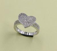 Anel de coração Elegante Anéis de prata esterlina 925 com AAA CZ Pave Setting em forma redonda de coração oval e marca
