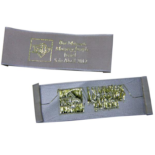 Washable Clothing Woven Labels Shrink-proof gold thread logo for dress