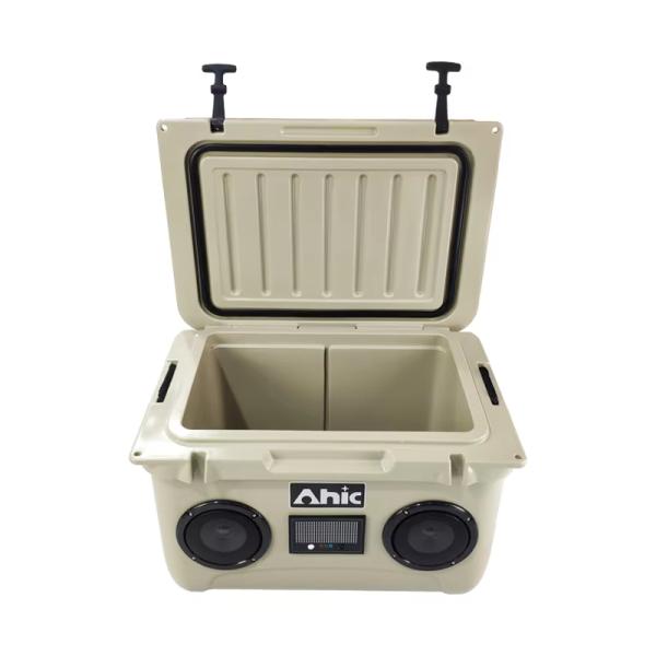 48QT Custom Branded 45L Premium Hard Music Cooler Box PE Thermal Insulated Portable Cooler For Outdoor Food  Factory Hard Rotomolded Cooler Box With Speaker