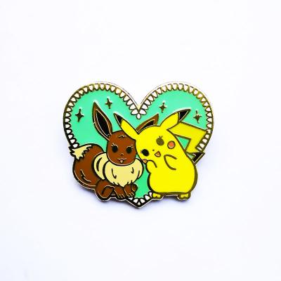 Cute lapins en forme de cœur personnalisé émaux d' émail dur 1,5 pouce avec des embrayages en caoutchouc