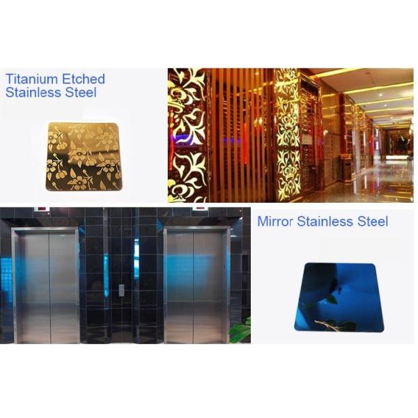 201 304 Etching 8K Mirror Finish Stainless Steel Sheet Gold Color For Elevator Lift