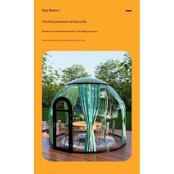 Transparent PC Dome Spherical Dining Room in Steel Structure Bubble House for Star Gazin