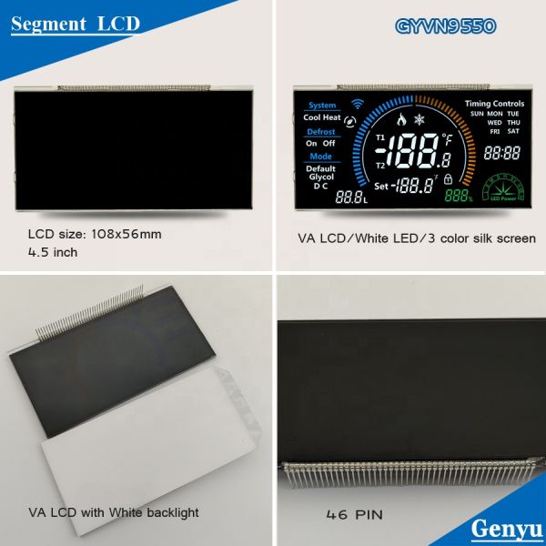 Pantalla LCD de segmento monocromo personalizada con retroiluminación LED blanca y pantalla VA negra grande para dispositivos de control de monitores