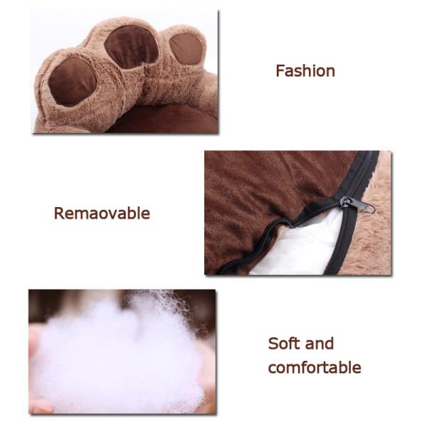 Plush Warm Soft Plush Bear Paw Shape Pink Grey Coffee Pet Bed Cushion Sofa