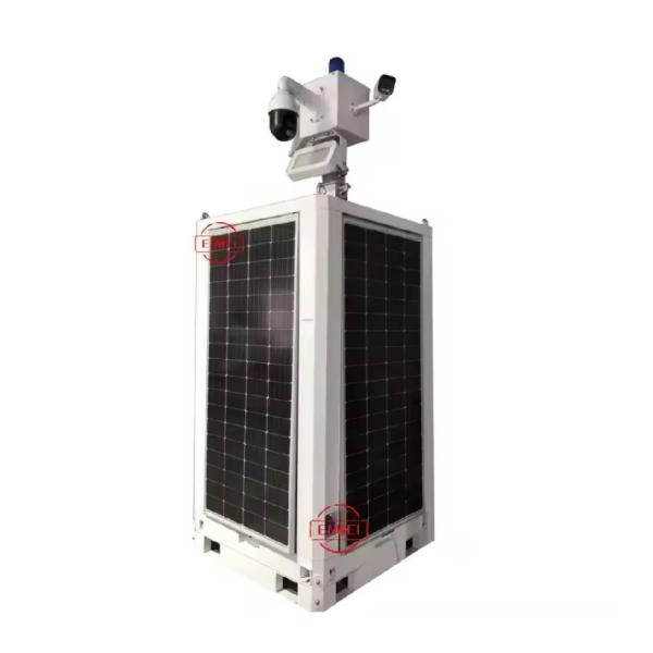 Mobile Solar Surveillance Tower Cube CCTV Unit With Camera System For Construction Site