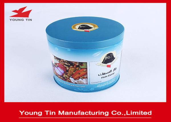 Cylinder Round Full Color Printed Metal Tin Container Box For Coffee Packaging