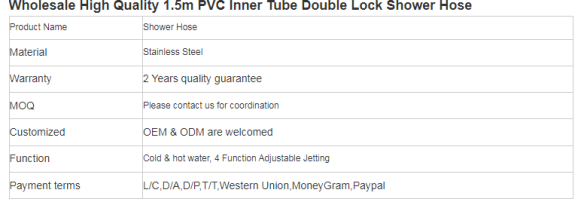 Hot Cold Water Function Stainless Steel Shower Hand Connection Pipe For PVC Bidet Hose