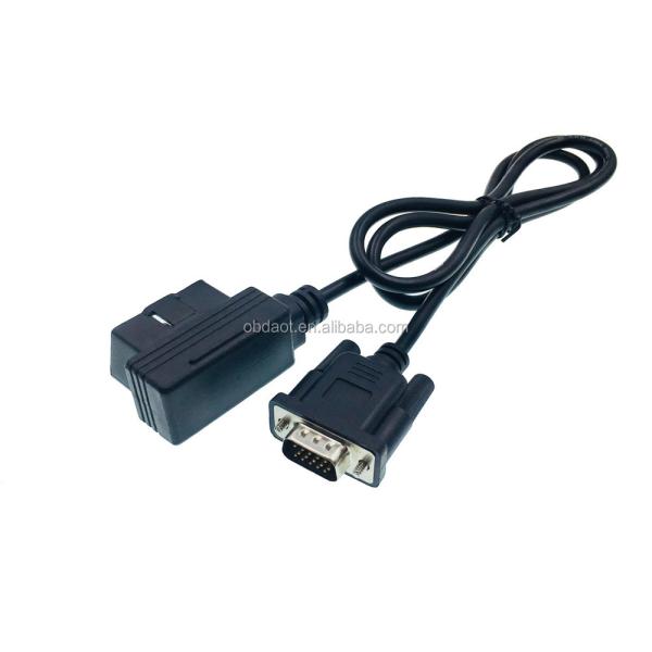Lightweight AOTAI RS232 DB 15 Pin OBD II 16 Pin Male to DB15 Female Adapter Cable Auto OBD To DB15 Length 50cm/custom