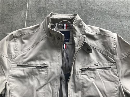 Mens Stone Color Woven Fabric Jacket With Metal Zip Through TW59378
