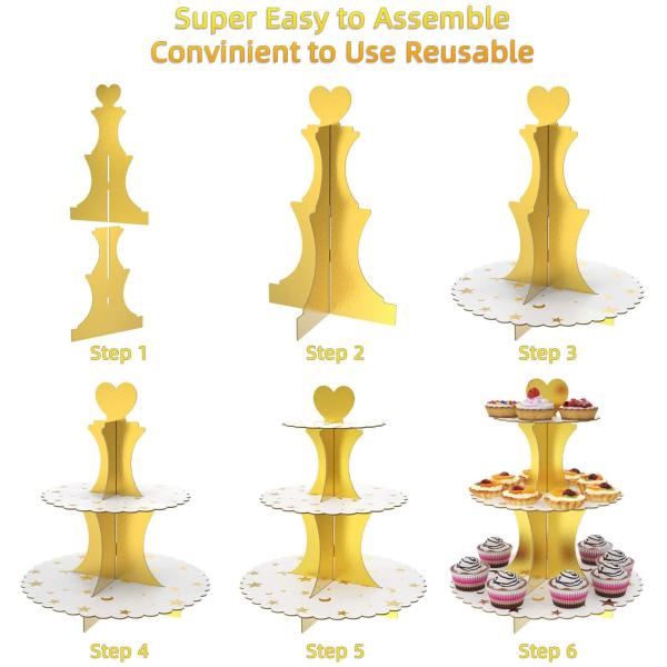 3 Tier Wedding Party Cake Dessert Pastry Paper Cupcake Stand