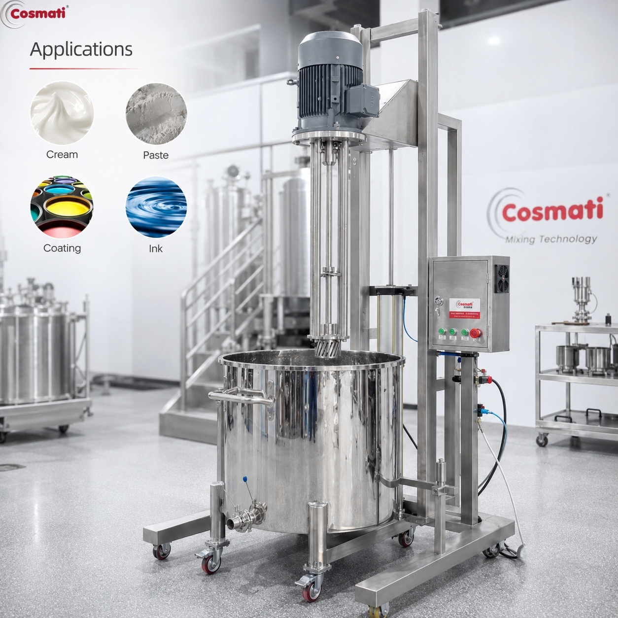 High Speed Homogenizer Pneumatic Lifting Mixer High Shear Cosmetic Cream Emulsifier