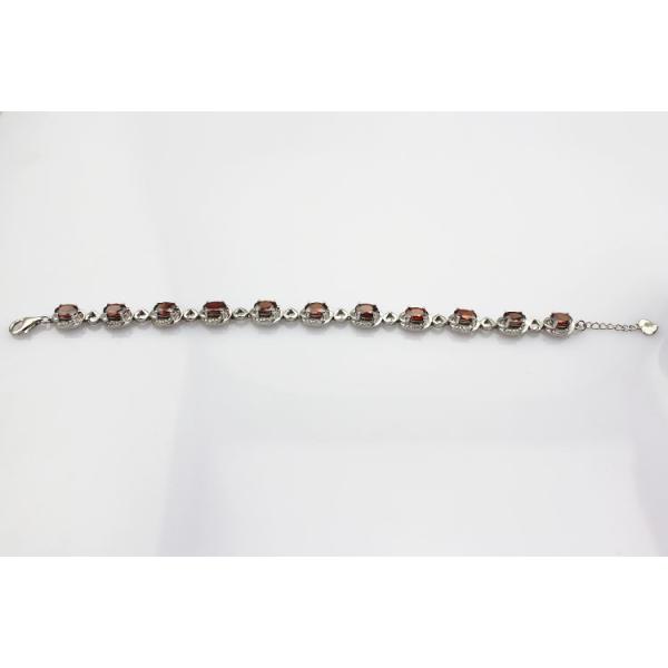 Sterling Silver 5x7mm Oval Garnet Cubic Zircon Tennis Bracelet(B06RED)
