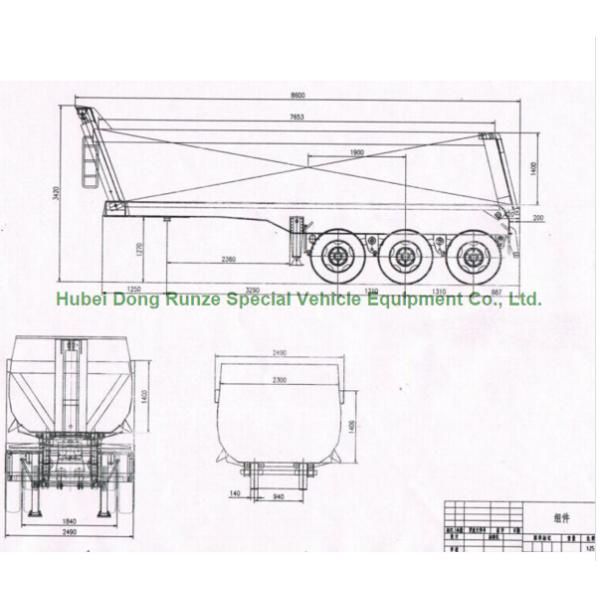 Rear Dump Truck Trailer, Tipper Semi Trailer 3 Axles Rear Tipper Semi Trailer Hydraulic 40T