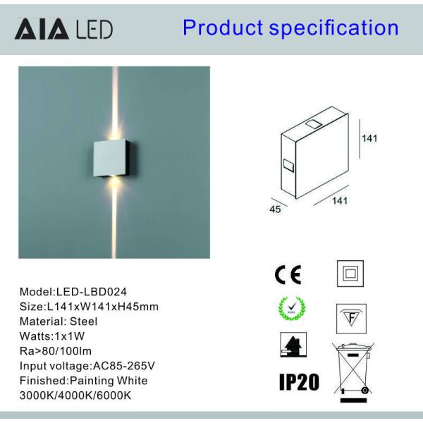 Steel inside 2x1W  IP20 modern LED wall light /LED decoration wall light for showroom